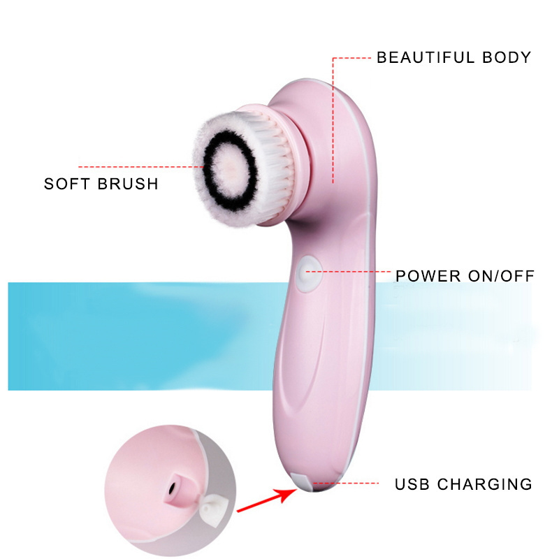 Portable deep clean 3 in 1 spin facial face cleaner brush electric waterproof face cleansing brush