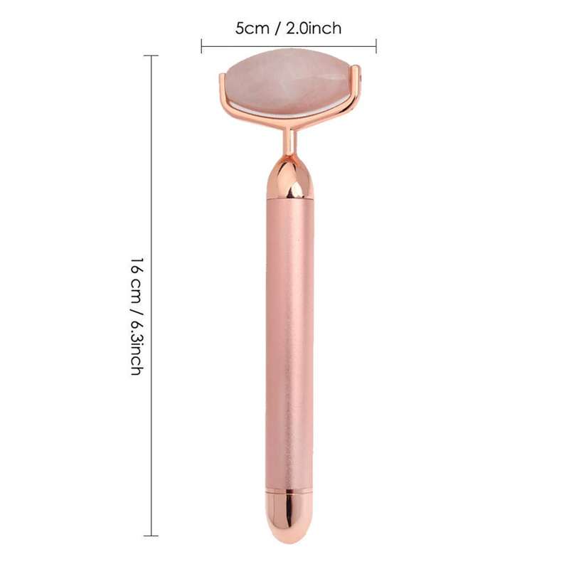 Best Seller Anti-Aging Natural 2 in 1 Jade Stone Electric Vibrating Jade Face Rollers Quartz Facial Massager Jade Roller