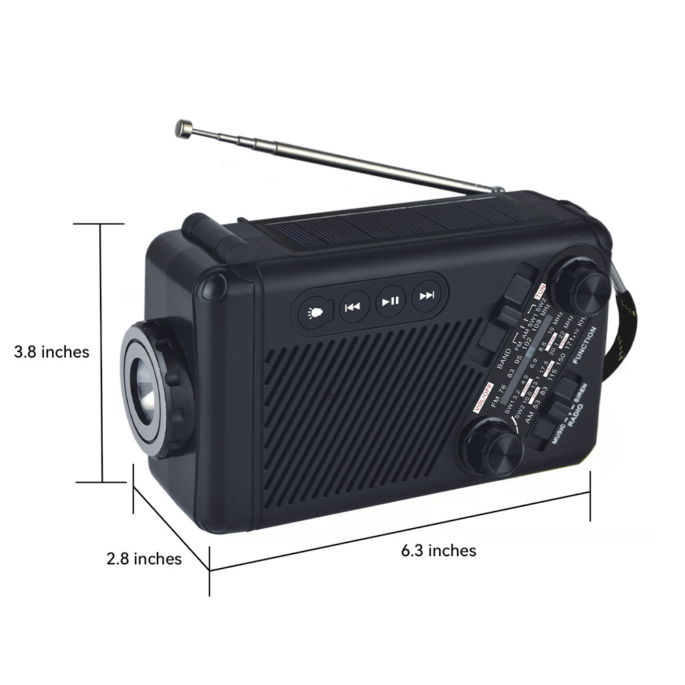 Portable Radio Hand Crank AM FM SW Emergency radio Lamp Flashlight Solar Charging 1200mAh Power Bank for Earphone jack