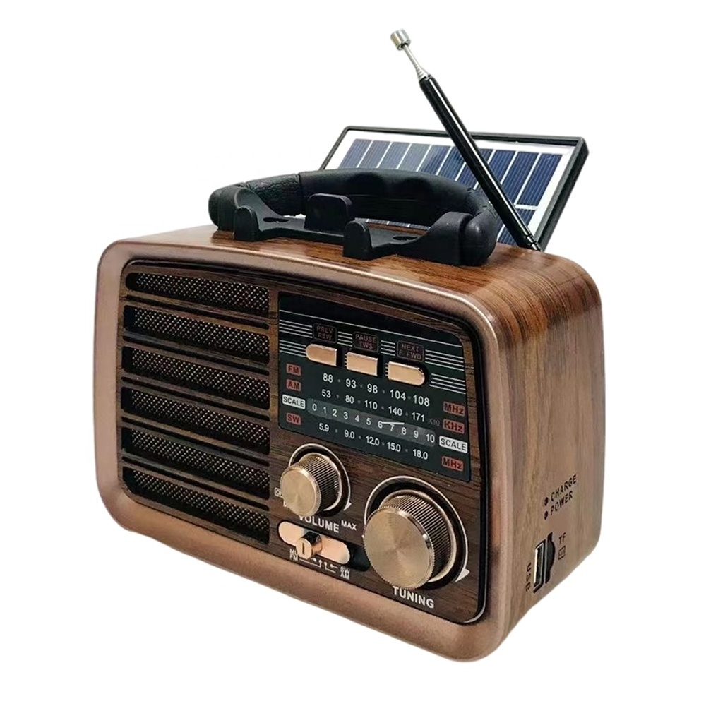 HS-2811 Retro Radio with 3 Band Built-in Speaker Am Fm Radio Solar panel portable outdoor Radio stereo sound