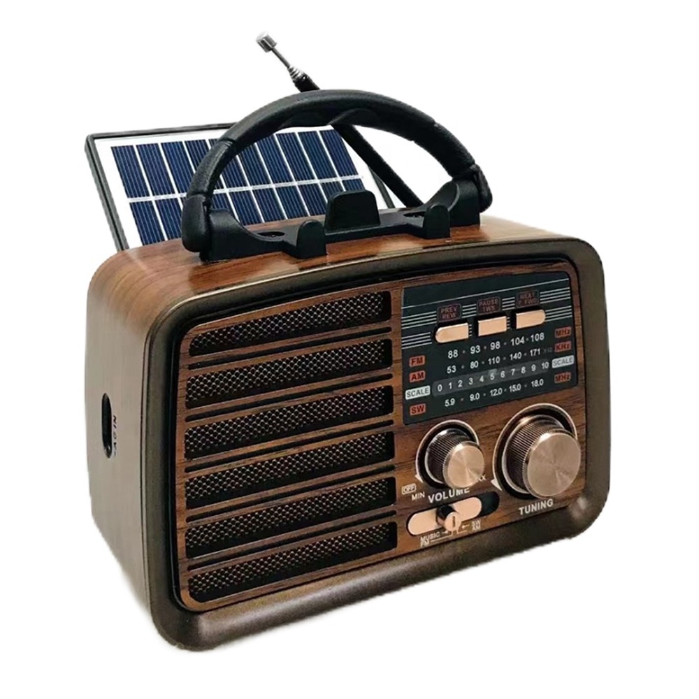 HS-2811 Retro Radio with 3 Band Built-in Speaker Am Fm Radio Solar panel portable outdoor Radio stereo sound