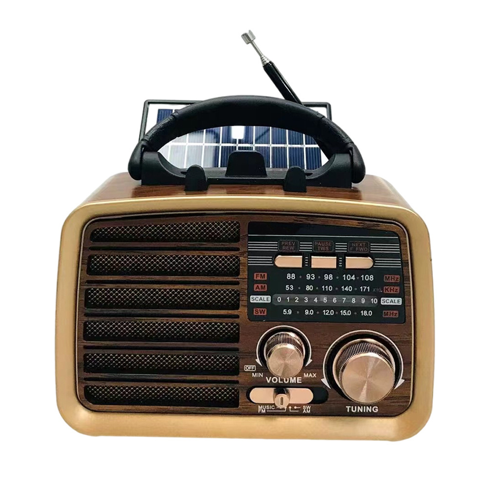 HS-2811 Retro Radio with 3 Band Built-in Speaker Am Fm Radio Solar panel portable outdoor Radio stereo sound