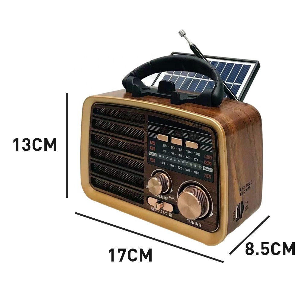 HS-2811 Retro Radio with 3 Band Built-in Speaker Am Fm Radio Solar panel portable outdoor Radio stereo sound