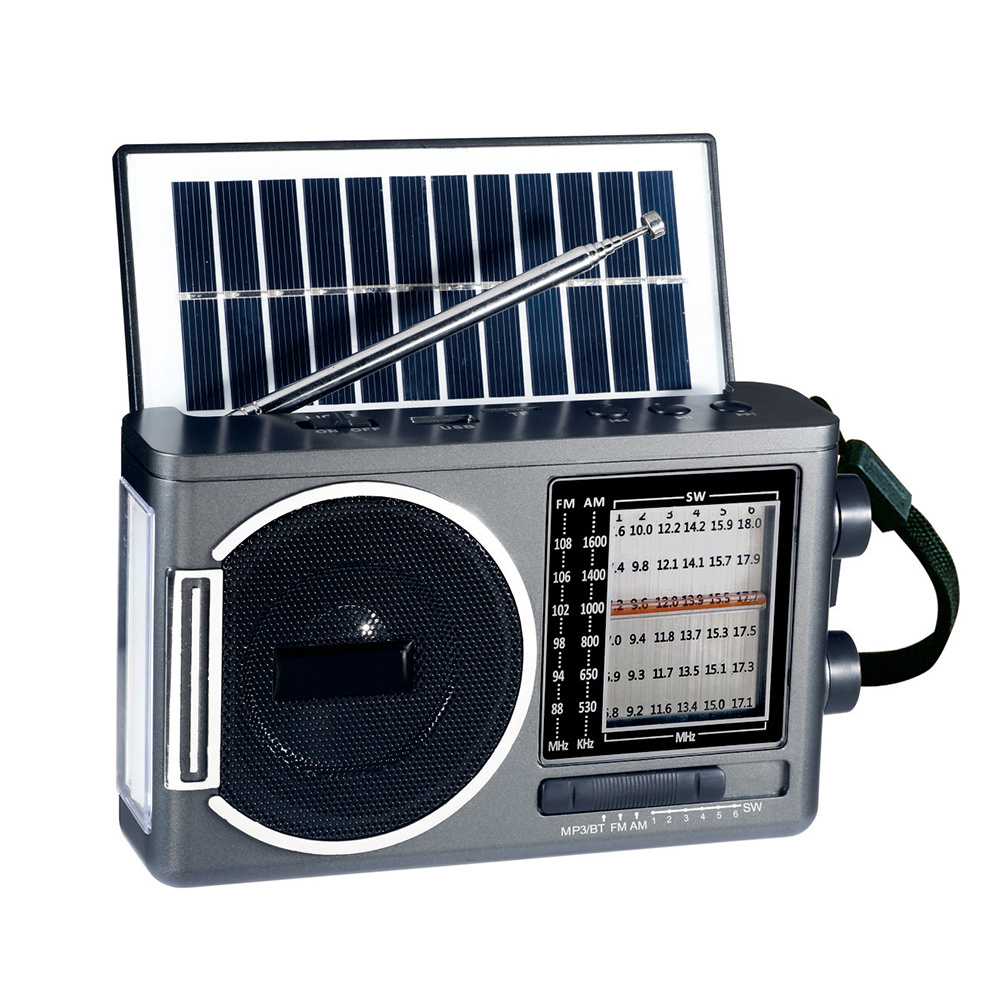 MLK-7473 New Trend Battery operated solar rechargeable radio 8 Band portable radio