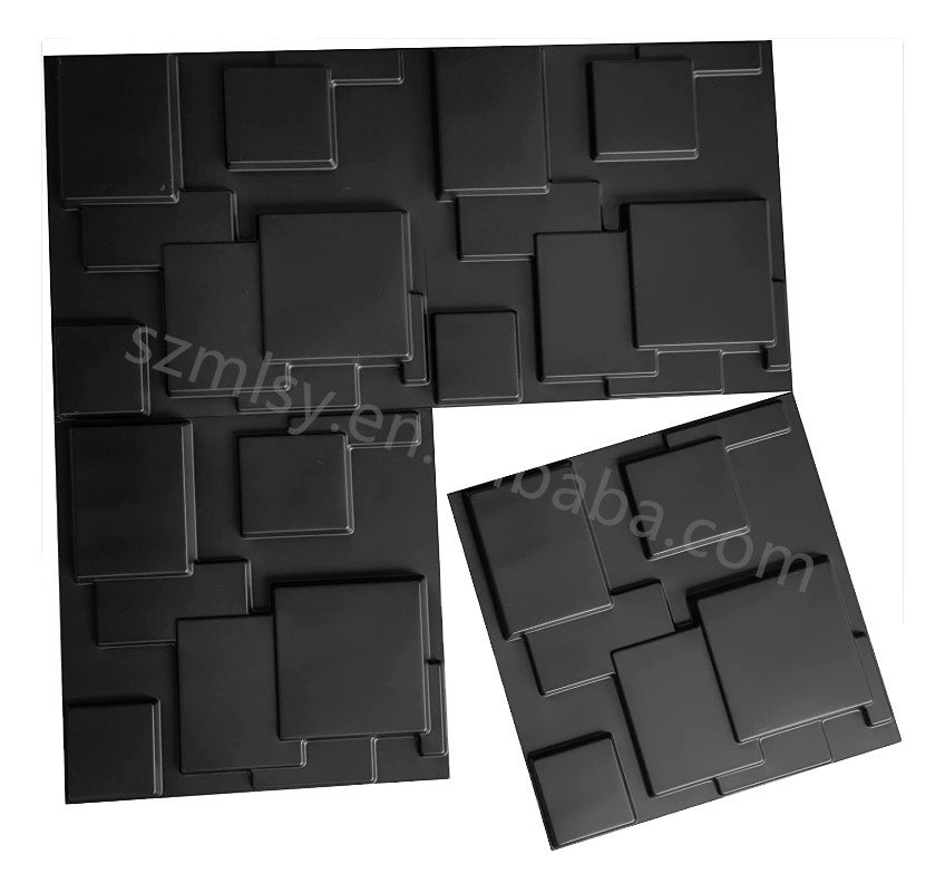 Black concave convex geometric production of wall cement texture hanging board 3D wall panels