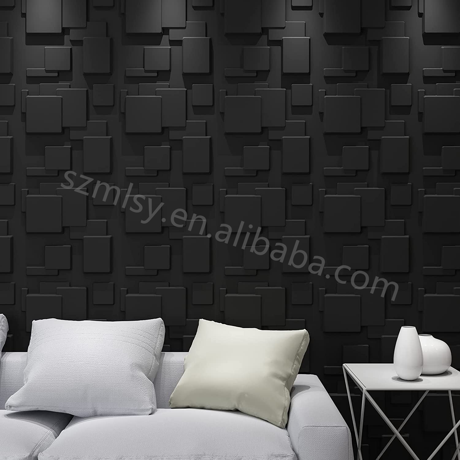 Black concave convex geometric production of wall cement texture hanging board 3D wall panels