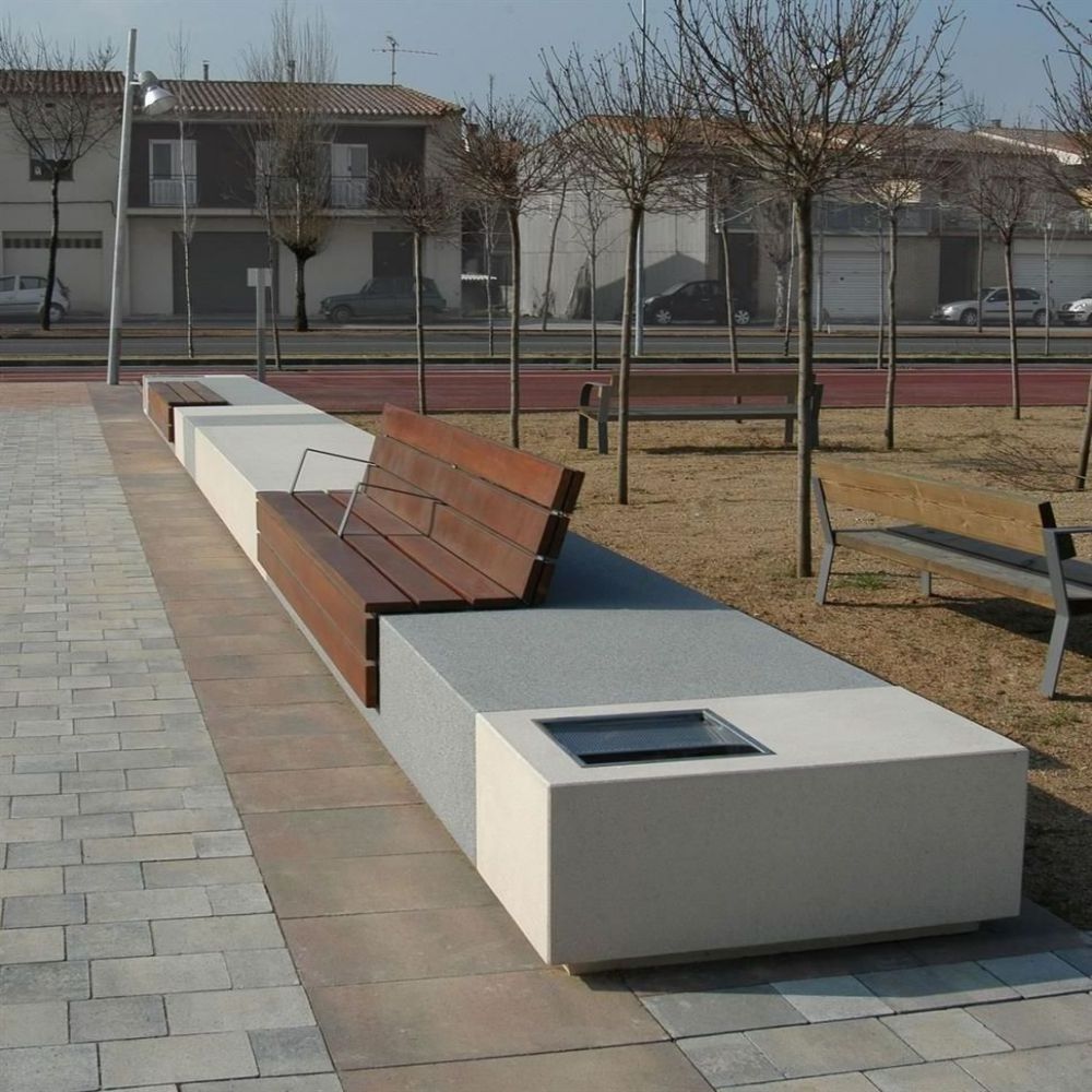 New GRC concrete bench with modern design for park tree pool concrete bench