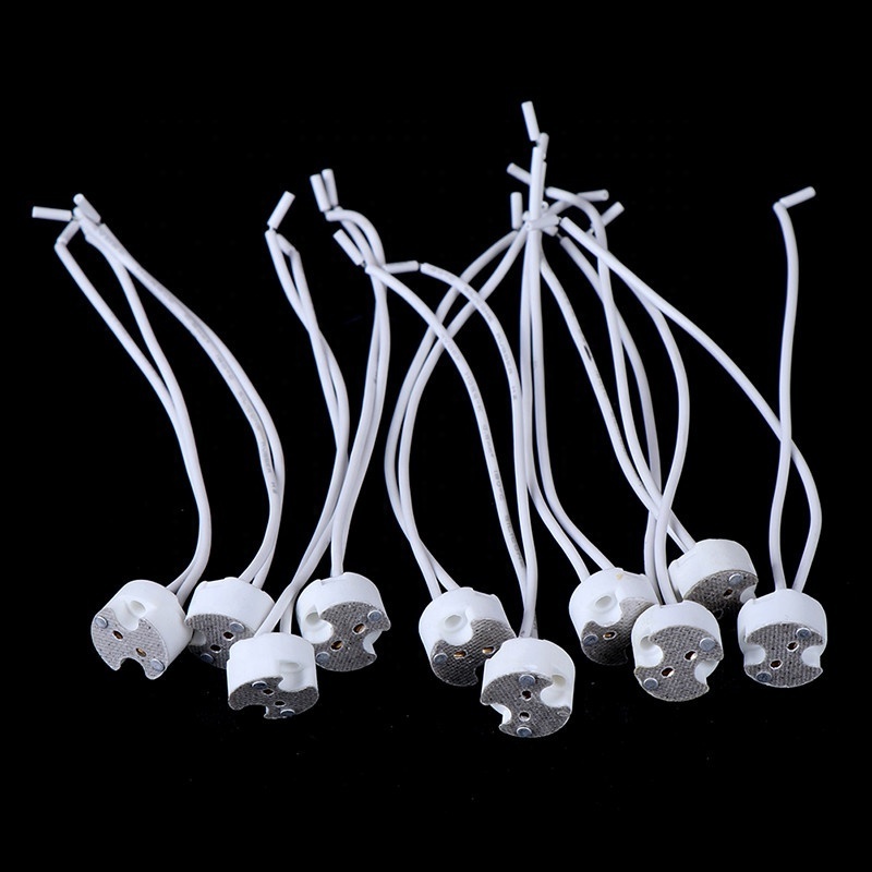 MR11 MR16 GU5.3 Ceramic Lamp Holder With 10cm 20cm 30cm Wire Length Light Socket For LED Or Halogen Spotlight