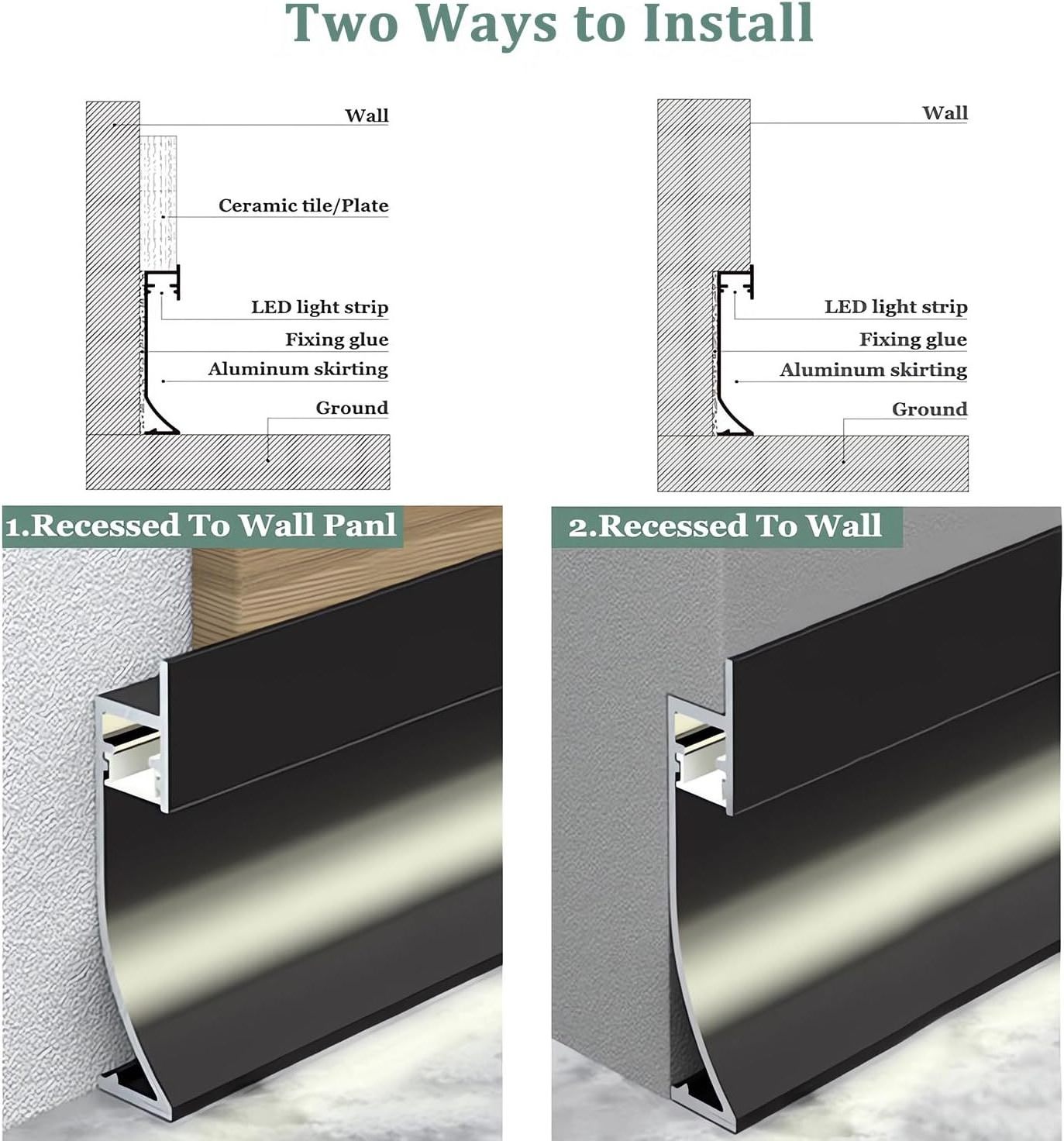 1 m LED aluminum baseboard,H 65 mm LED skirt line strip light Aluminum channel baseboard light with milky white cover