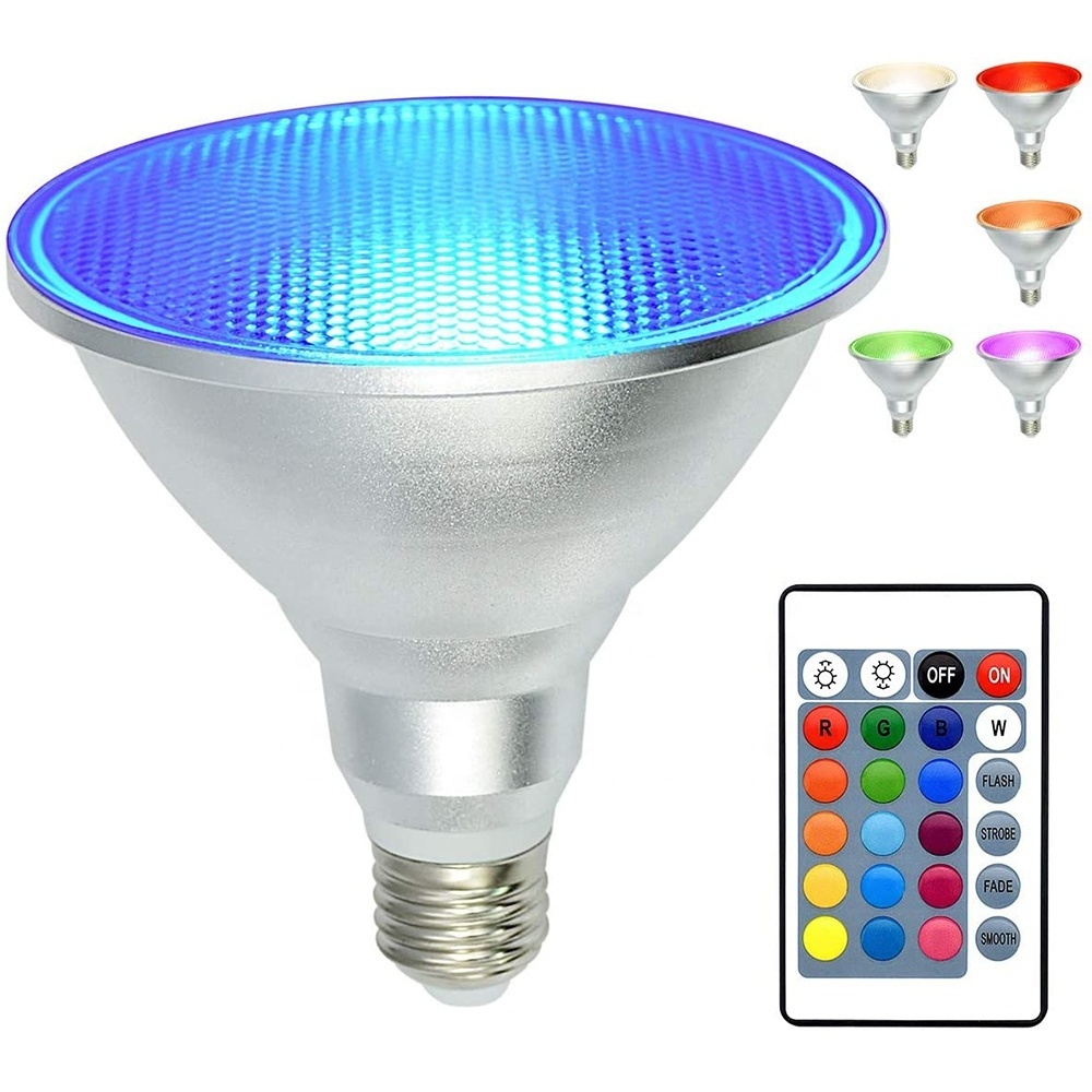 IP65 waterproof LED Par38 Flood Light Bulb with remote 85-265v 20w E27 Dimmable RGBW color changing PAR20 PAR30 led spot light