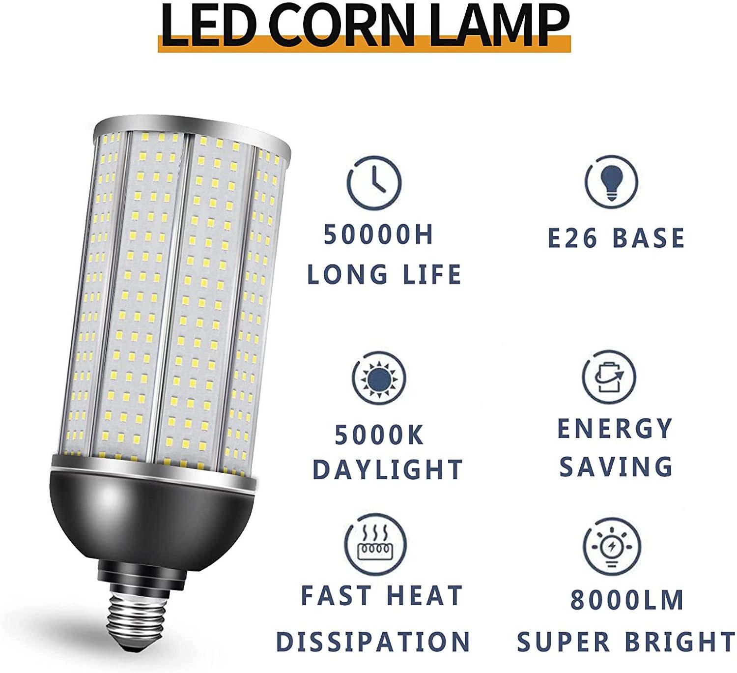 Indoor E26/E27 80W Corn Lamp 360 Degree Super Bright Daylight Shopping Mall LED Lighting Corn Bulb Not Dimmable LED Corn Light