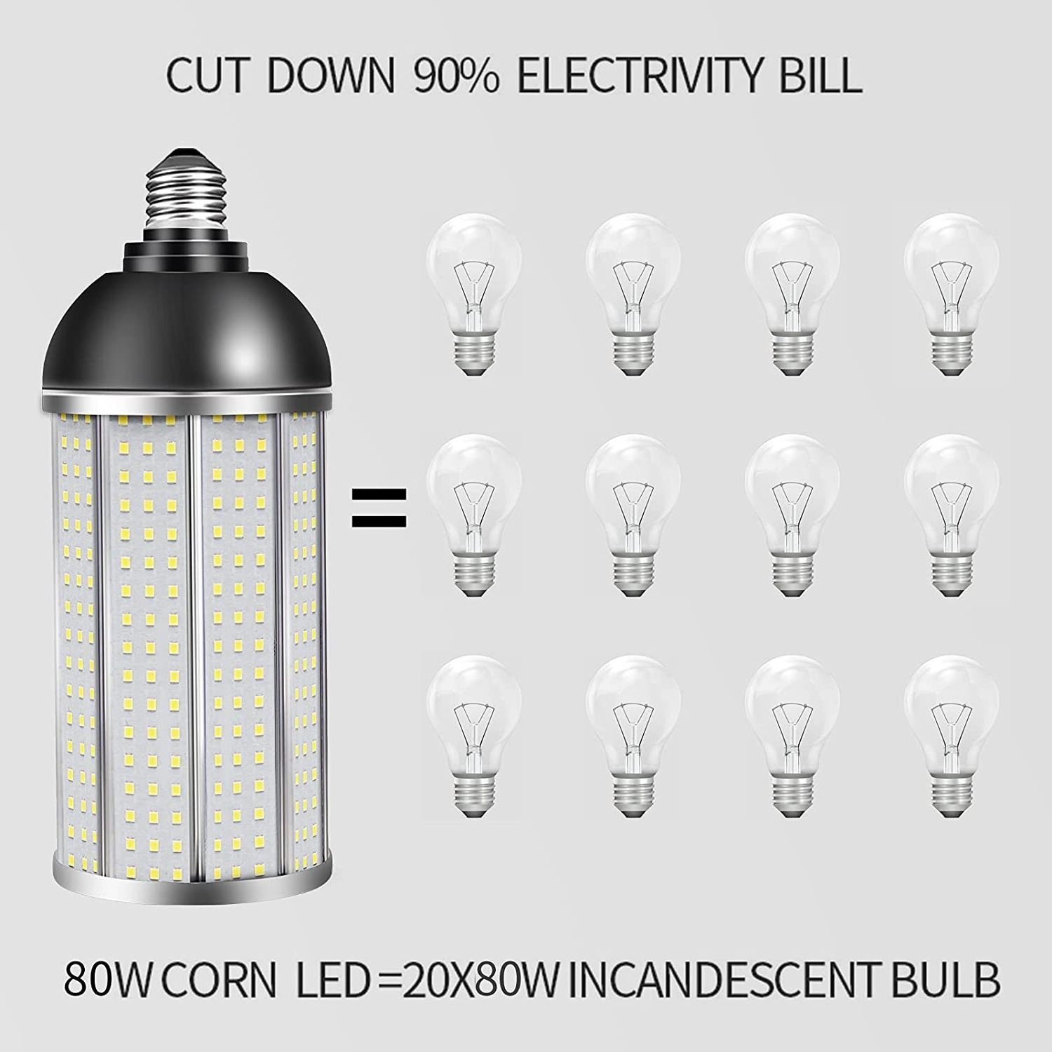 Indoor E26/E27 80W Corn Lamp 360 Degree Super Bright Daylight Shopping Mall LED Lighting Corn Bulb Not Dimmable LED Corn Light