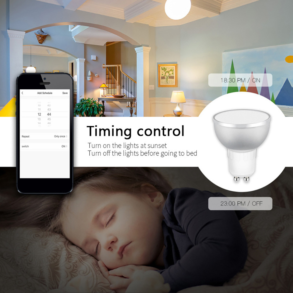 5W Tuya GU10 Zigbee 3.0 Smart Bulb RGBCW LED Spotlight Smart LED Light Bulb Compatible with  Alexa Google Assistant