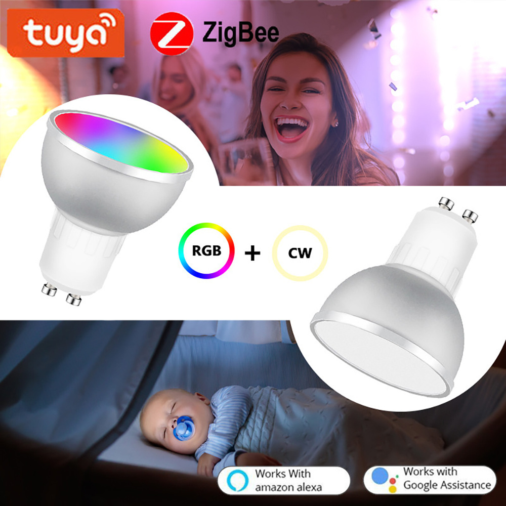 5W Tuya GU10 Zigbee 3.0 Smart Bulb RGBCW LED Spotlight Smart LED Light Bulb Compatible with  Alexa Google Assistant