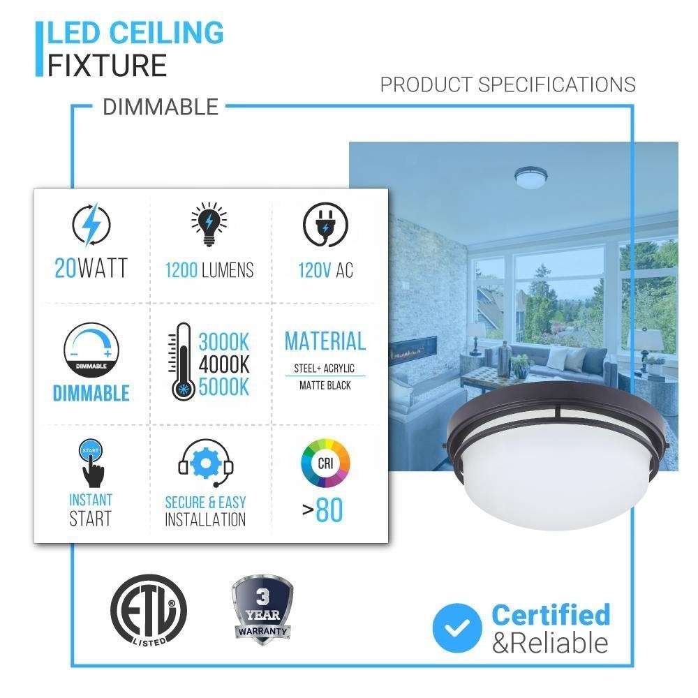 20W round black surface mounted led ceiling light Fixture AC120V dimmable indoor home lighting led ceiling down light lamp