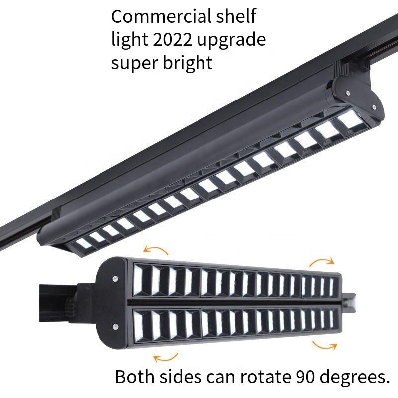 Commercial LED Long Strip Track Lights For Supermarket Clothing Store Ceiling Lighting 220V Adjustable 30W Shelf Rail Spotlight