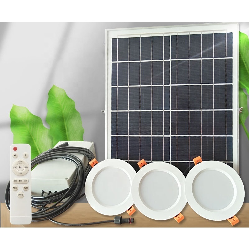 3-18W Remote control Solar LED downlights with timer indoor household Recessed down light ceiling spotlights Solar kitchen light