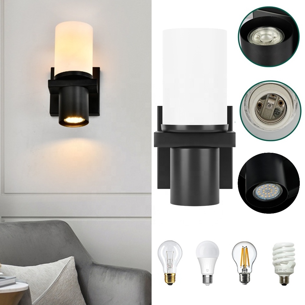 Black Modern LED Wall Sconce Indoor E26 Bulbs 3000K Up and Down Wall Lights For Living Room Bedroom Hallway Bathroom Vanity Lamp