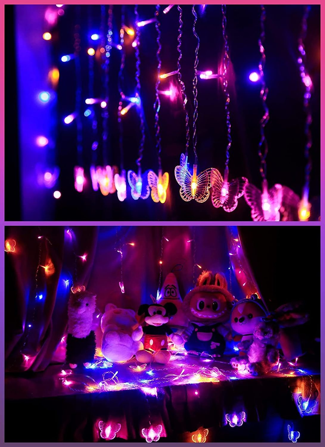 Butterfly Decorative Light RGB with Remote Control 8 modes Butterfly Fairy Light Bedroom Curtain Ceiling Wall decoration USB