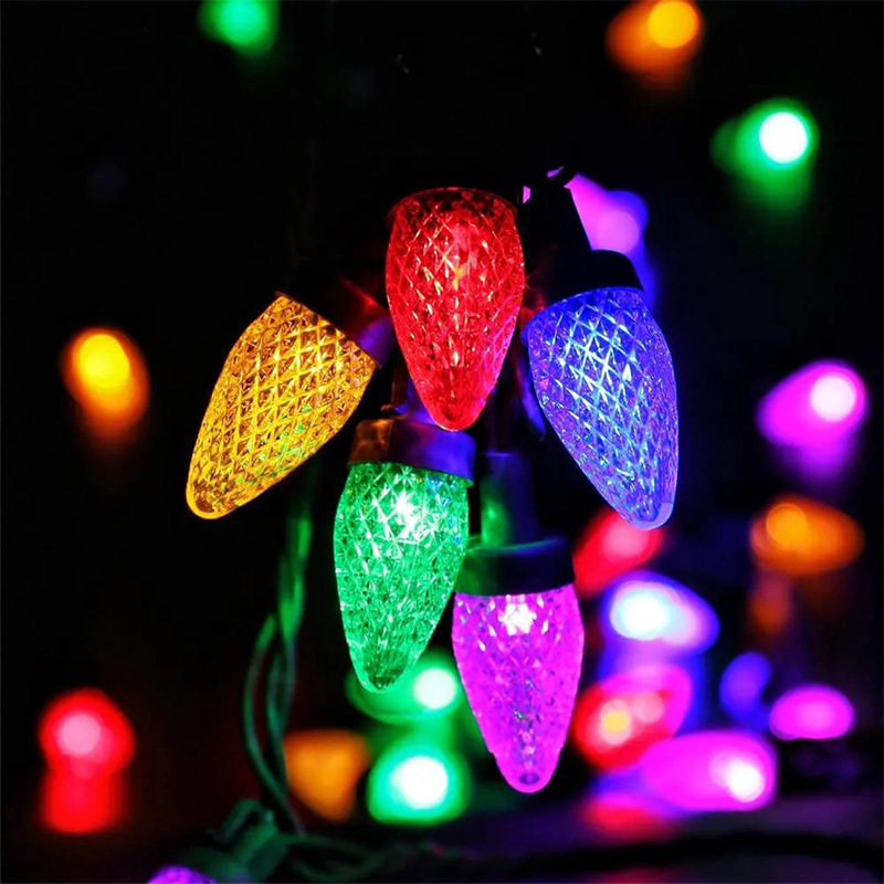 IP65 waterproof C7 C9 E12 strawberry light bulb outdoor colorful holiday LED string light 110V Christmas tree decorative bulbs