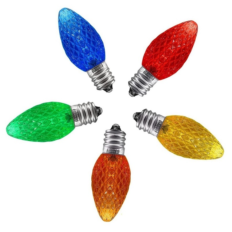 IP65 waterproof C7 C9 E12 strawberry light bulb outdoor colorful holiday LED string light 110V Christmas tree decorative bulbs