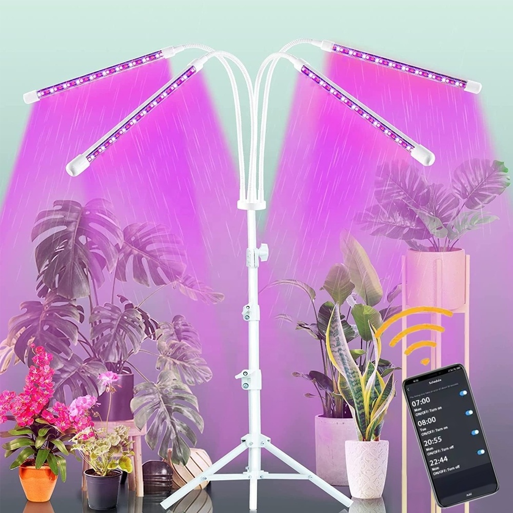 Grow Lights For Indoor Plants Full spectrum Dimmable LED Growth Lighting 4 Tubes Can Be Timed Smart APP Control Plant Lights