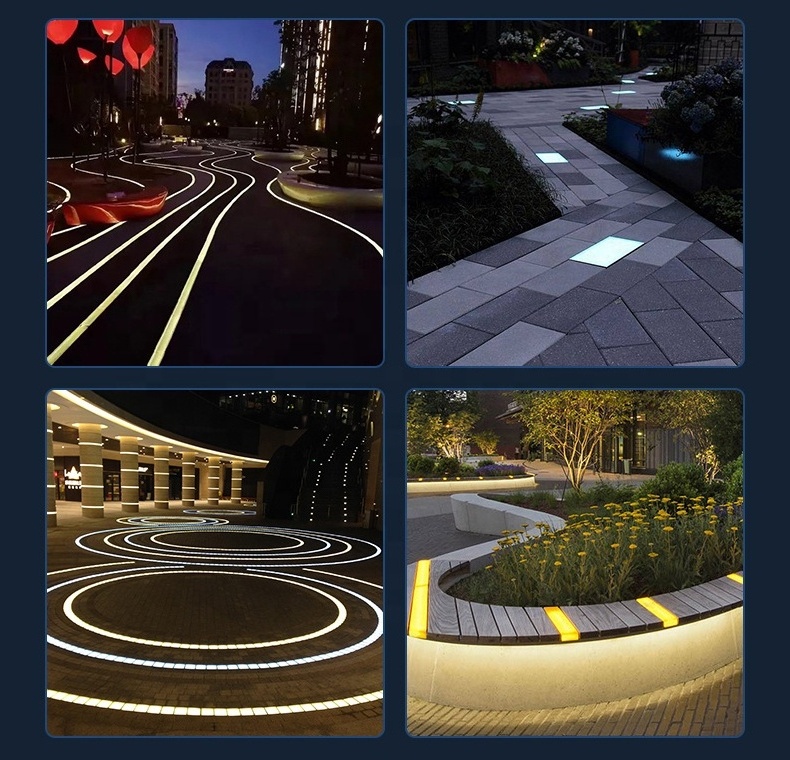 12w RGB Recessed led strip buried light park square area outdoor IP65 Waterproof multicolor linear floor tile light