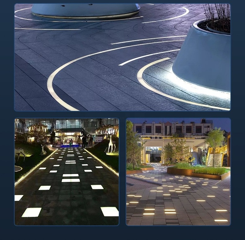 12w RGB Recessed led strip buried light park square area outdoor IP65 Waterproof multicolor linear floor tile light