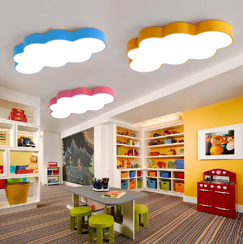 120cm kindergarten cloud pattern LED pendant light daycare colorful hanging pendant lamp early education center LED chandelier