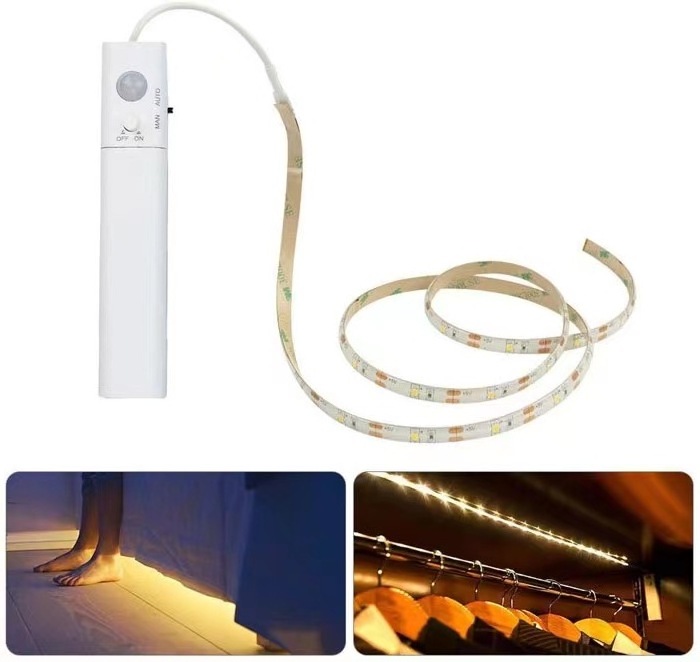 4.92ft PIR Motion Sensor Activated LED Stair Lights Indoor Stairway Lighting Staircase Kit 5V Warm White LED Linear Strip Lamp