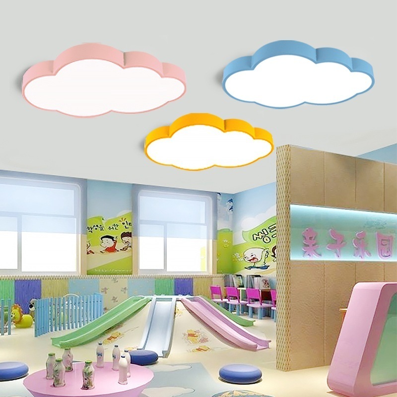 120cm kindergarten cloud pattern LED pendant light daycare colorful hanging pendant lamp early education center LED chandelier