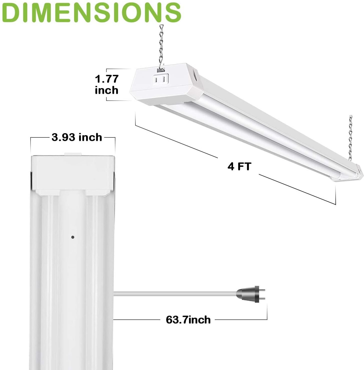 5000K LED Shop Light Linkable 4FT Daylight LED Ceiling Lights for Garages/Workshops 42w Linear batten tube