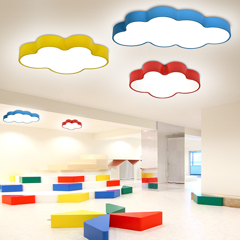 120cm kindergarten cloud pattern LED pendant light daycare colorful hanging pendant lamp early education center LED chandelier