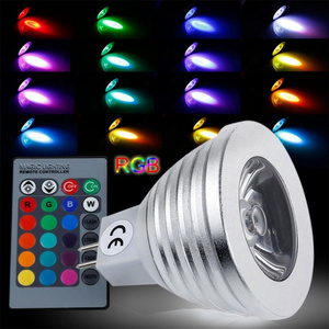 E26/E27 E14 GU10 GU5.3 MR16 3W RGB Color Changing Lamp Bulb with Remote Control hotel lighting AC/DC 12V Dimmable COB Spotlight