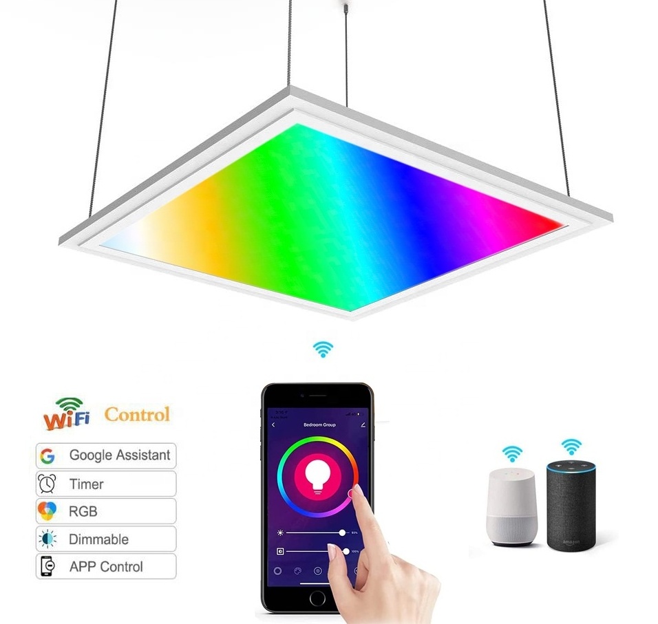 RGBW color change tuya app wifi control smart led panel light 40W Slim recessed square panel lamp dimmable cct led ceiling light