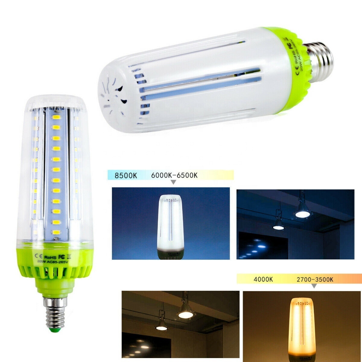 20W LED Retrofit Bulbs Warehouse lighting replacement bulb E27 E26 E14 B22 base IP65 Waterproof outdoor indoor led Corn Bulb