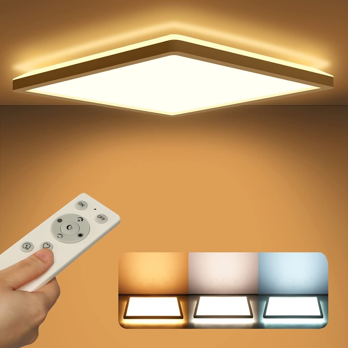 Ultra thin square 60x60CM led backlit panel light with remote 4000K-6500K commercial ceiling room kitchen flat panel light