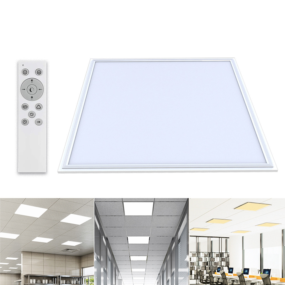 Ultra thin square 60x60CM led backlit panel light with remote 4000K-6500K commercial ceiling room kitchen flat panel light