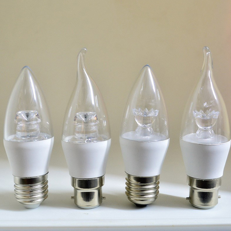 3w Dimmable high efficiency E27 glass led candle bulb E14 crystal chandelier light source home decoration pendant lighting