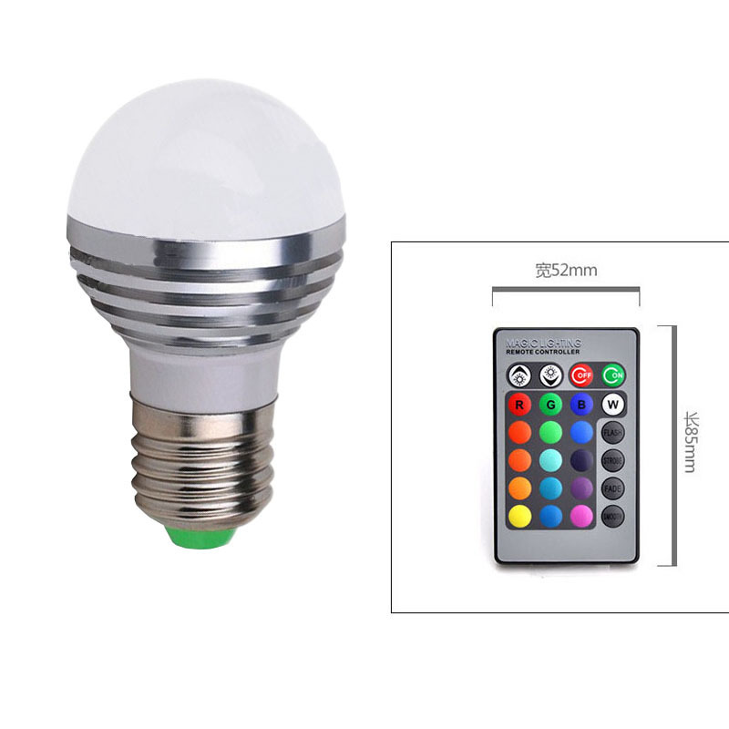 High efficiency bulb wireless remote control RGB color changing E27 led bulb 3W 5W AC85-265V A60 ball light super bright bolb