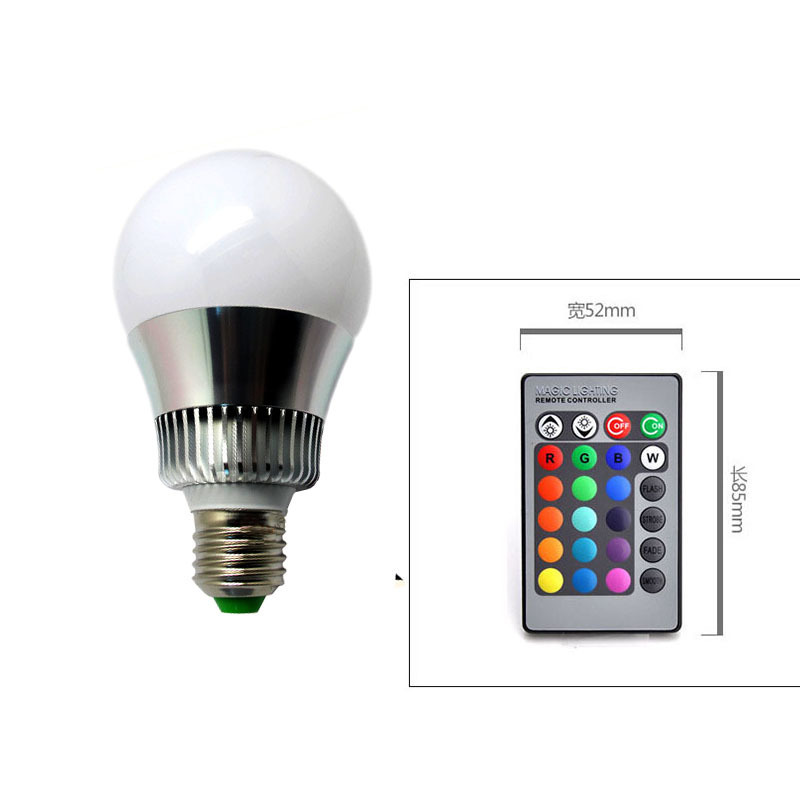 High efficiency bulb wireless remote control RGB color changing E27 led bulb 3W 5W AC85-265V A60 ball light super bright bolb