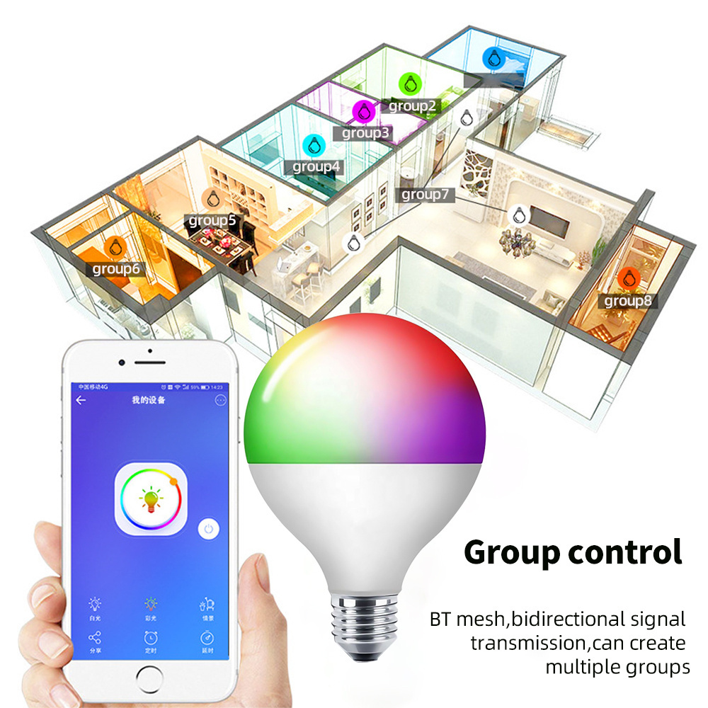 Multi color sound control E27 smart wifi lamp 15w 20w energy saving spot bulb Alexa/Google home music bulb light RGB bulb