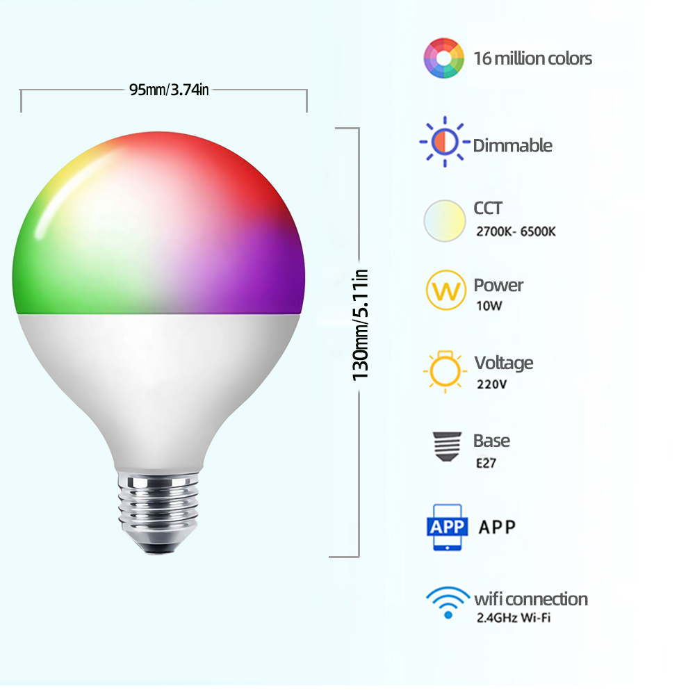 Multi color sound control E27 smart wifi lamp 15w 20w energy saving spot bulb Alexa/Google home music bulb light RGB bulb