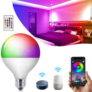 Multi color sound control E27 smart wifi lamp 15w 20w energy saving spot bulb Alexa/Google home music bulb light RGB bulb