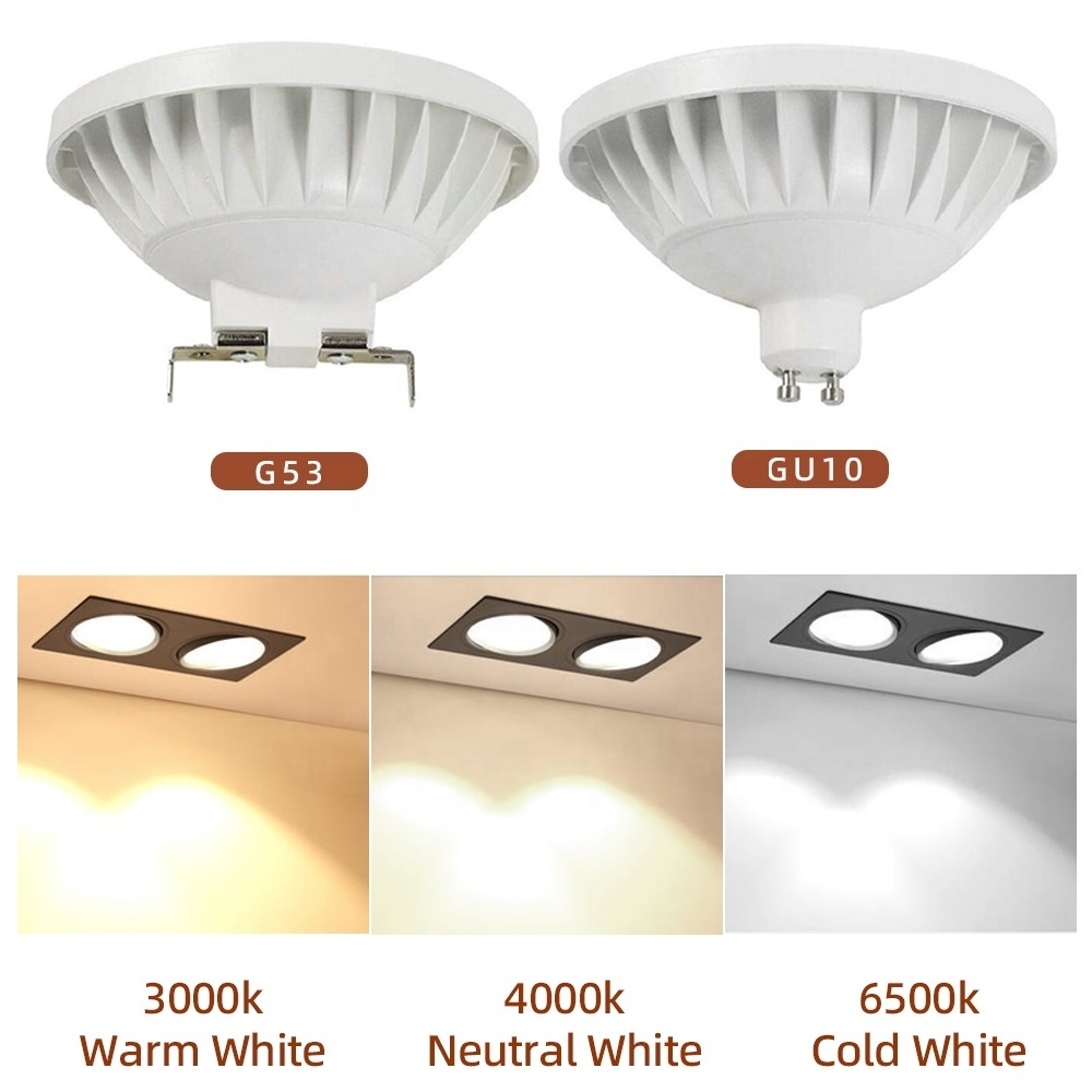 Ultra bright 9-15w AR111 led  bulb G53 GU10 base spotlight 12V-265v AR111 downlight dimmable light recessed ceiling light source