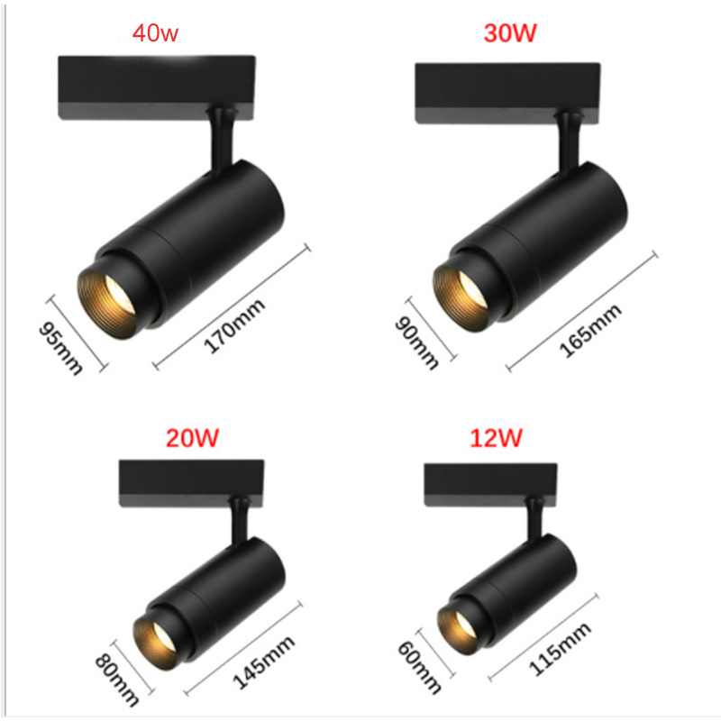 Zoomable dimmable cob led track lights system Commercial linear adjustable 40w track spotlight black 30w focus rail shop light