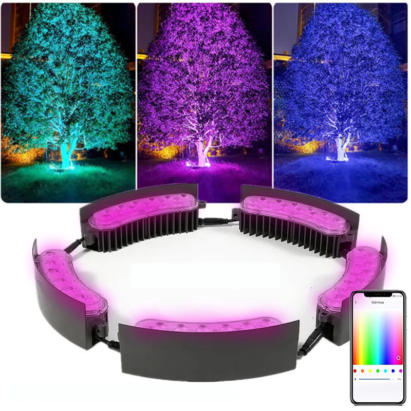 Intelligent APP control RGB Palm Tree ring light 18W IP65 waterproof park Garden spotlight landscape pole pole hug tree light