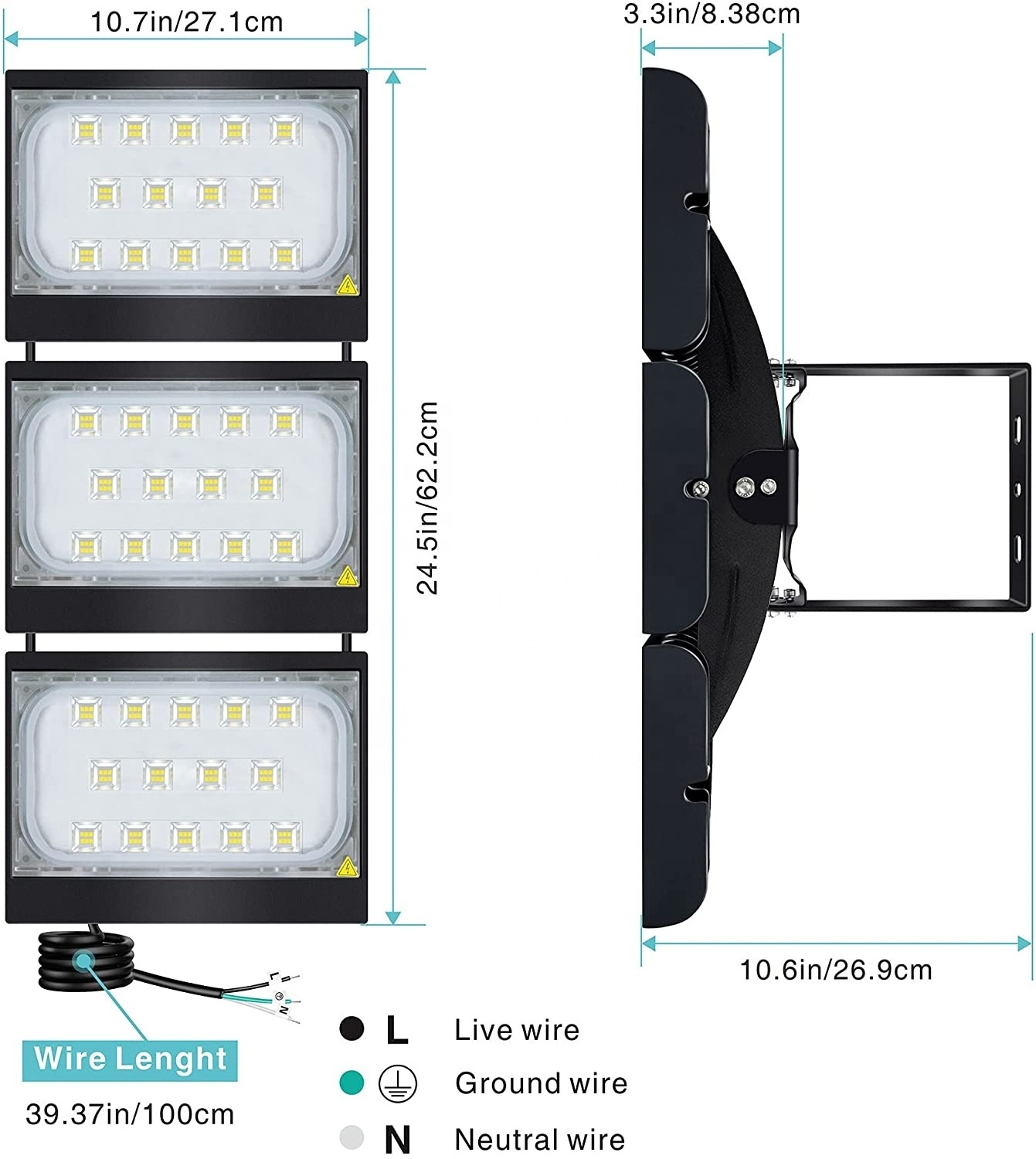 300W LED Flood Light adjustable Outdoor Security Lights 330 degrees Wide Lighting IP66 Waterproof Parking Street lamp Tunnel Lig