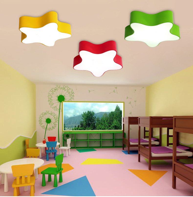 Colorful five-pointed star kindergarten chandelier daycare lighting star pendant light children's classroom led pendant lamp