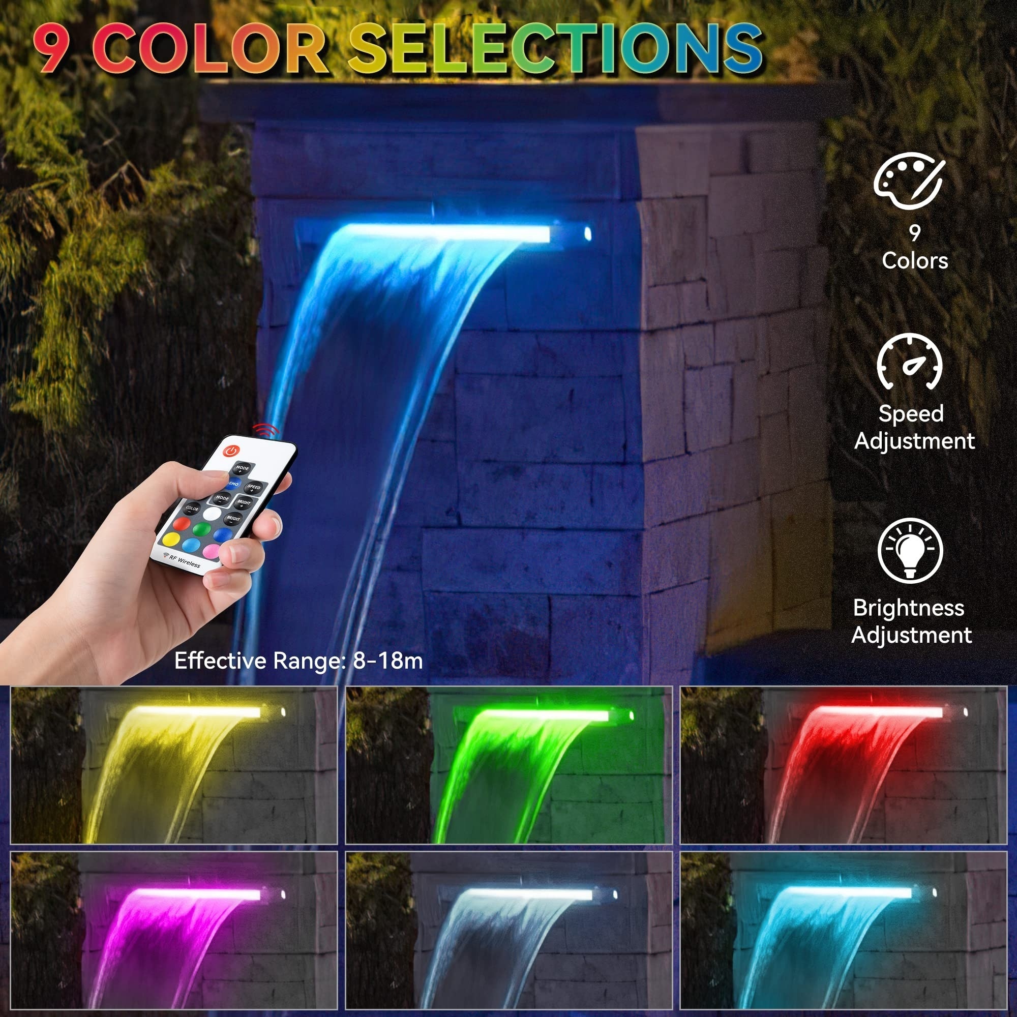 12W Smart remote APP control led Swimming Pool Light IP67 Outdoor Waterproof Garden RGB fountain lamp Hot spring Fish pond Light